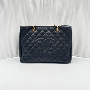 CHANEL Grand Shopping Tote Black Caviar Leather with Gold Hardware